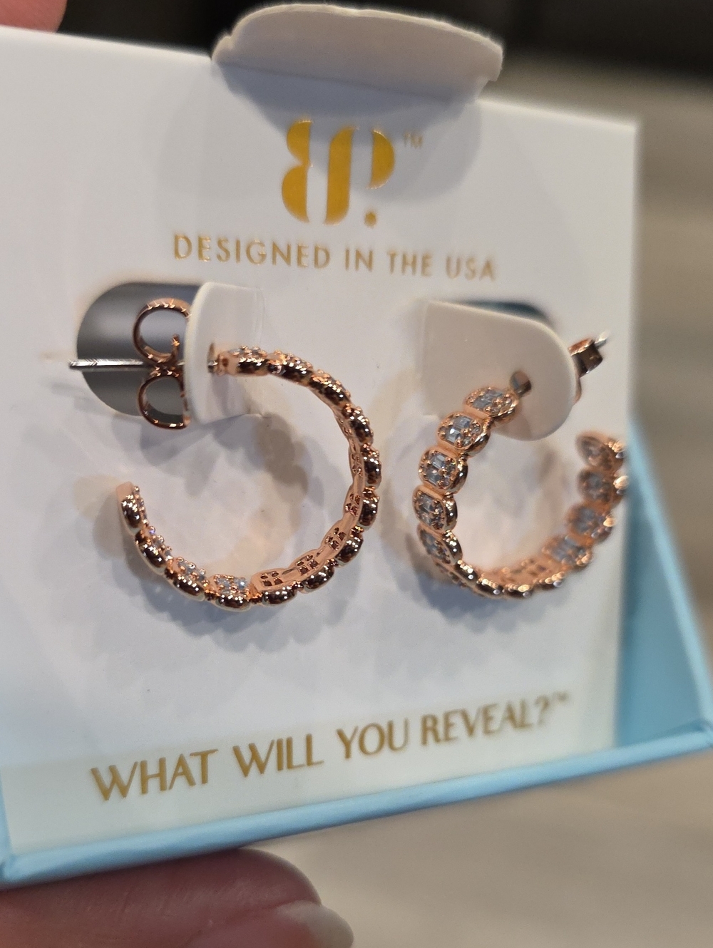 bp Rose Gold Aquamarine Hoop Earrings